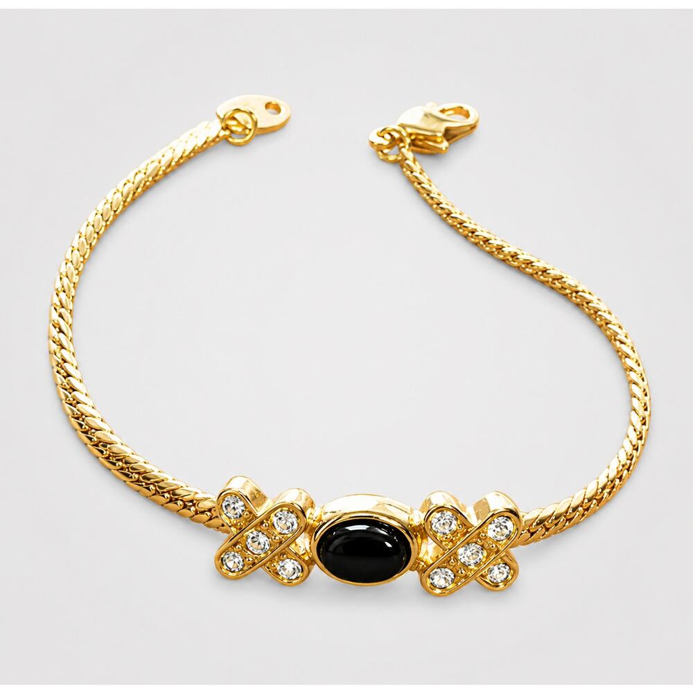 Signed Avon Hugs & Kisses 7" Vintage Link Bracelet Xs‎ Os Gold-tone gbr-36